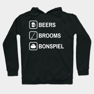 Beers Brooms Bonspiel Icon Curling Tournament Funny Hoodie